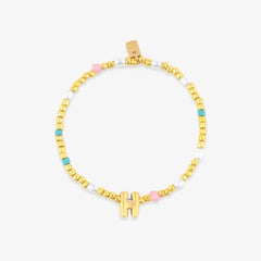 Initial Pearl & Seed Bead Stretch Bracelet