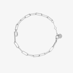 Silver Initial Paperclip Chain Bracelet
