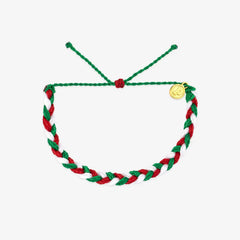 Red, Green & White Braided Bracelet