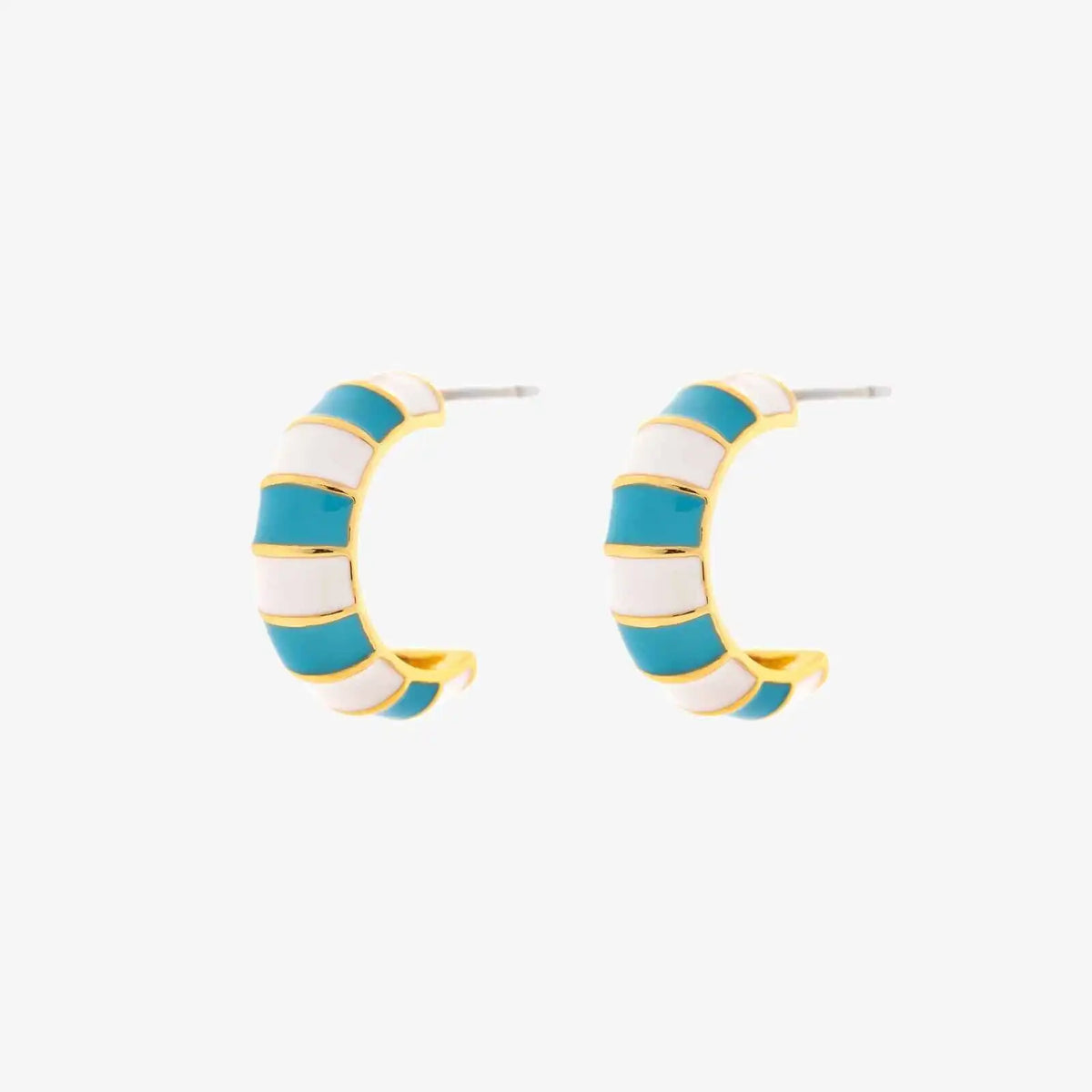 Striped Enamel Gold Hoop Earrings