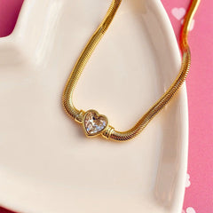 Rhinestone Heart Choker