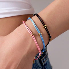 Pink Initial Charm Bracelet